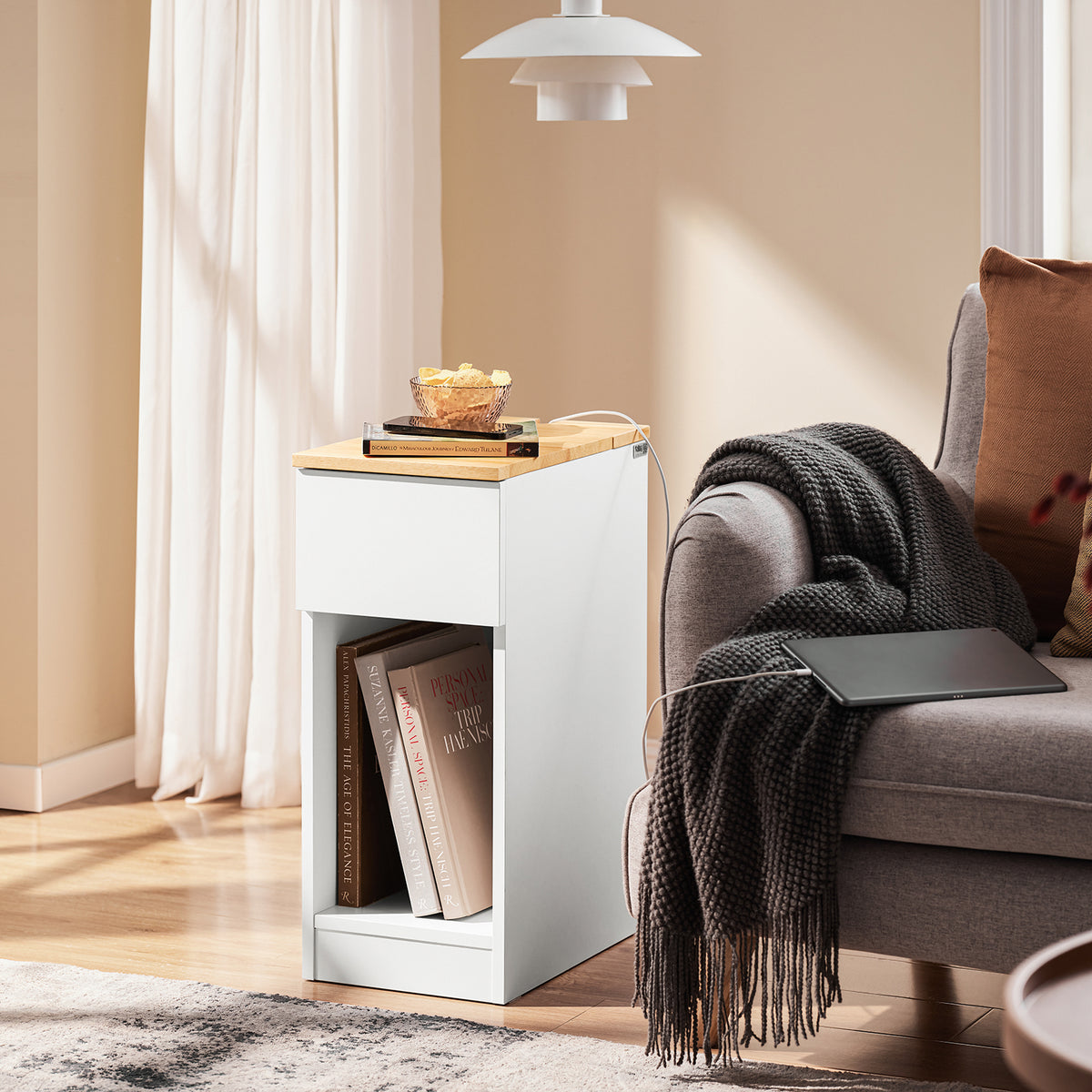 SoBuy FBT111-II-WN, Bedside Table Nightstand Side Table End Table Sofa Table Coffee Table, White