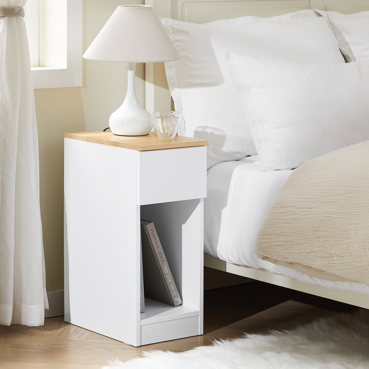 SoBuy FBT111-II-WN, Bedside Table Nightstand Side Table End Table Sofa Table Coffee Table, White