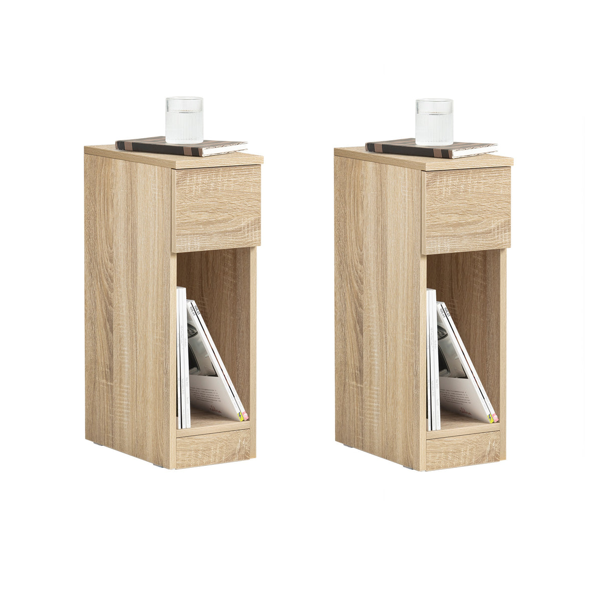 SoBuy FBT111-Nx2, Set of 2 Bedside Table Nightstand Side Table End Table Sofa Table with Drawer, Wood