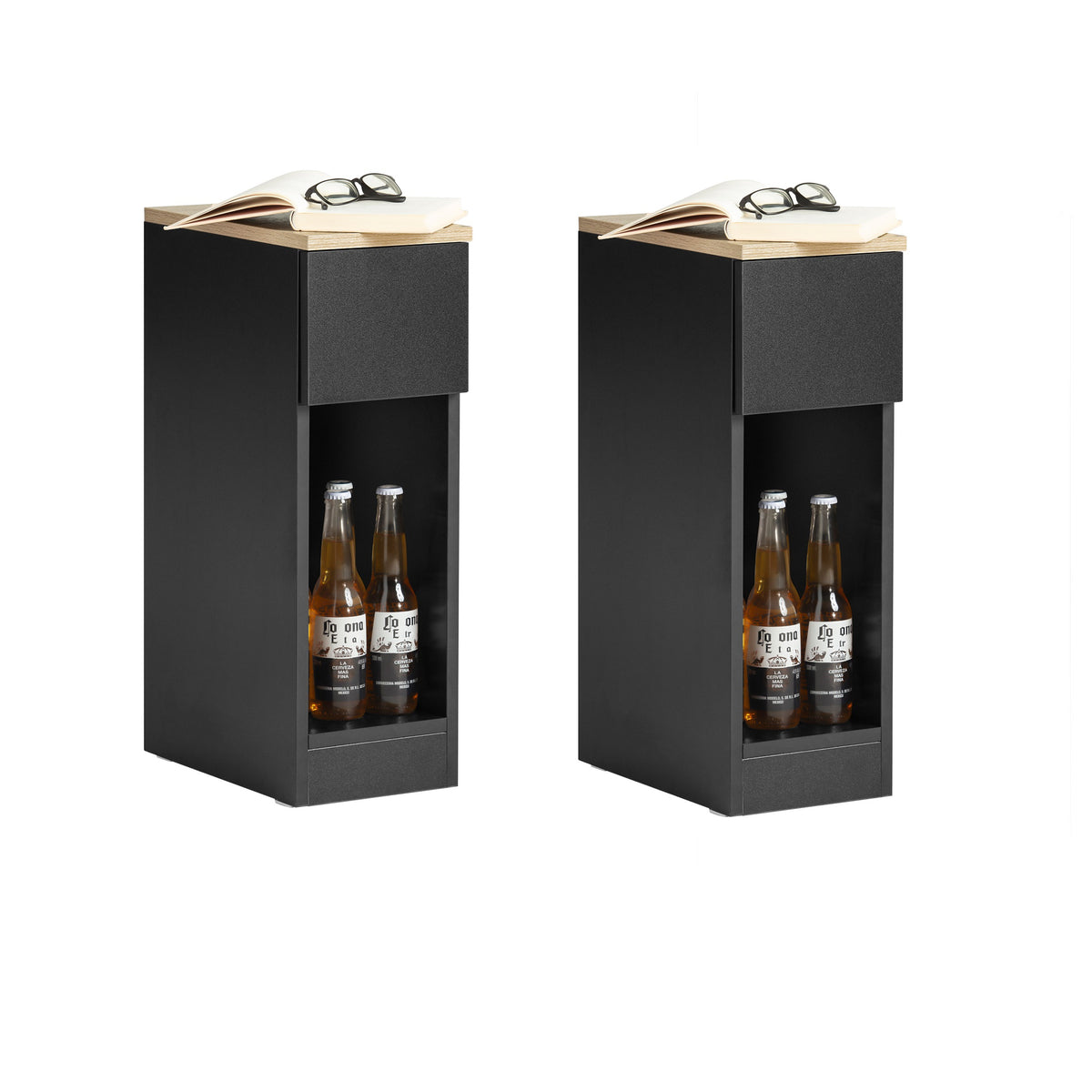 SoBuy FBT111-SCHx2, Set of 2 Bedside Table Nightstand Side Table End Table Sofa Table with Drawer, Black