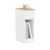 SoBuy FBT111-W 20cm Wide Narrow Bedside Table Nightstands with Wave-Design Drawer, Narrow Side Table for Sofa, Night Tables for Bedroom and Living Room, color White and Wood 20x35x60cm