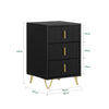 SoBuy FBT115-L-SCH, Bedside Table Bedside Cabinet Nightstand with 3 Drawers, Side Table for Bedroom Livimg Room Black W40 x D40 x H63cm