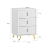 SoBuy FBT115-L-W, Bedside Table Bedside Cabinet Nightstand with 3 Drawers, Side Table for Bedroom Livimg Room White W40 x D40 x H63cm
