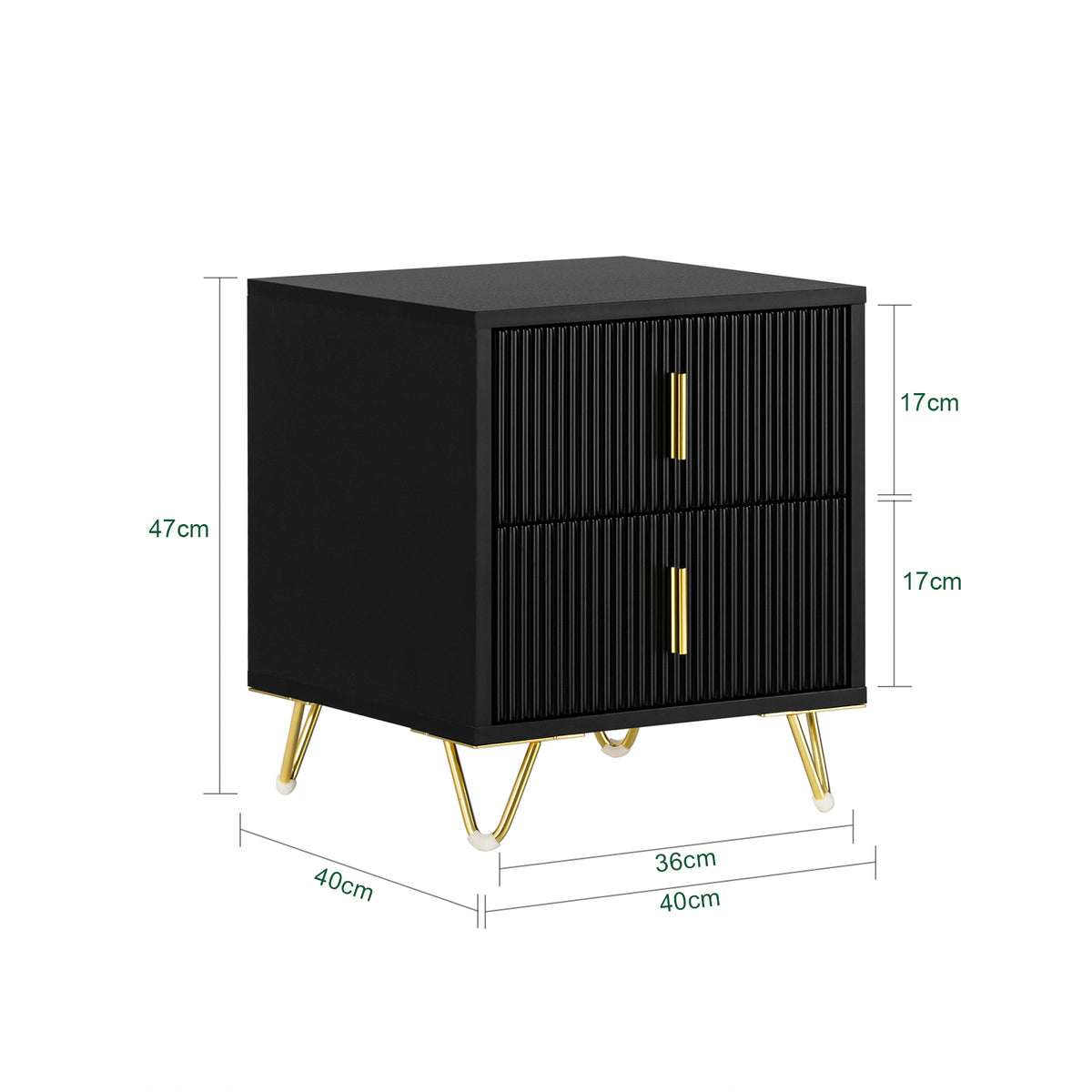 SoBuy FBT115-SCH bedside cabinet dimensions diagram – W40×D40×H47cm size guide