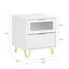 SoBuy FBT123-W, Bedside Table Nightstand Side Table End Table Sofa Side Table with 2 Drawers, White