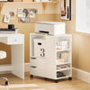 Sobuy FBT129-W, Home Office File Cabinet Printer Stand, Storage Cabinet on Wheels, White