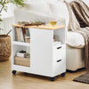 SoBuy FBT130-WN, Home Office File Cabinet Printer Stand Storage Cabinet on Wheels Side Table End Table, White
