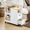 SoBuy FBT130-WN, Home Office File Cabinet Printer Stand Storage Cabinet on Wheels Side Table End Table, White