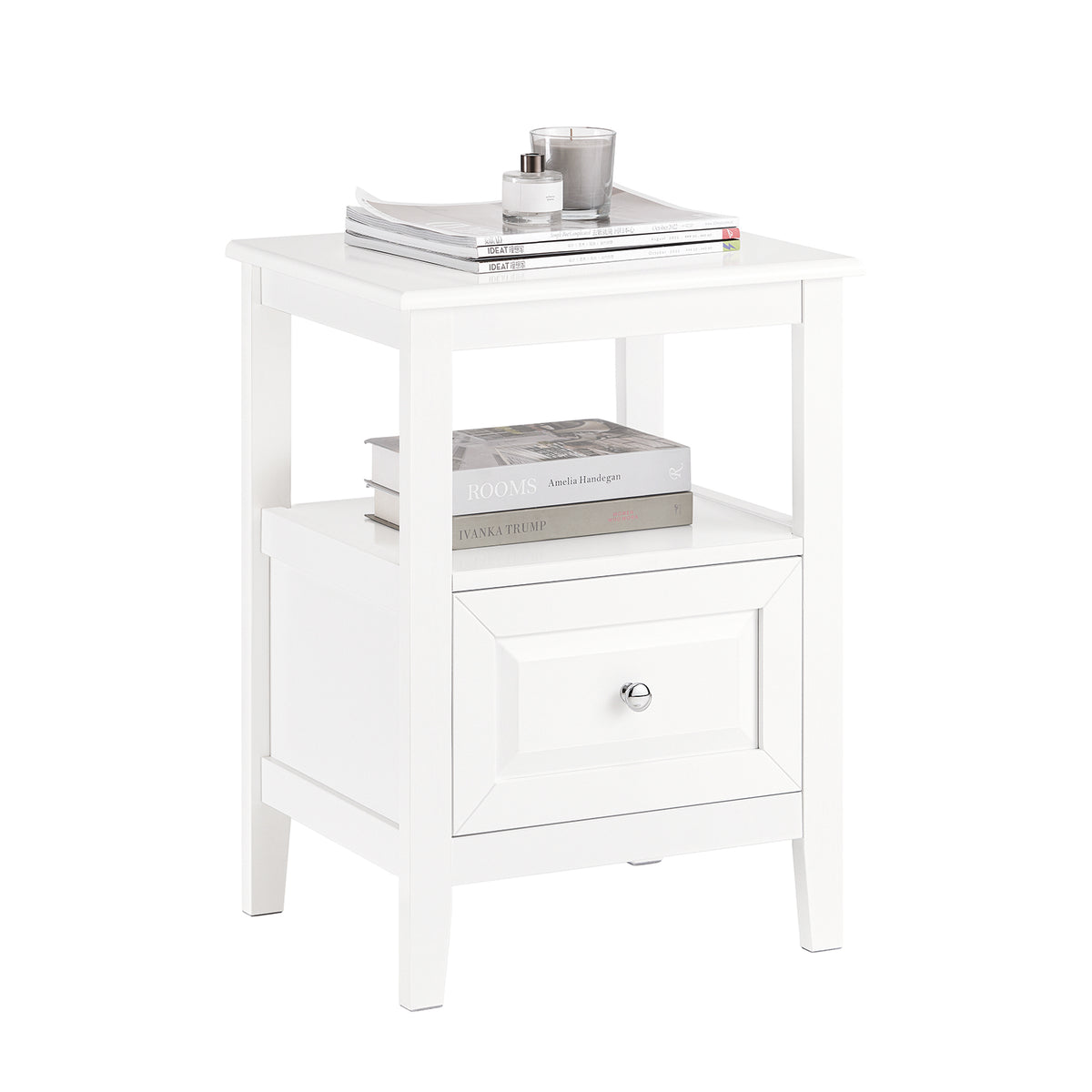 SoBuy FBT131-W, Bedside Table Night Stand Side Table End Table Coffee Table Lamp Table with Drawer, White
