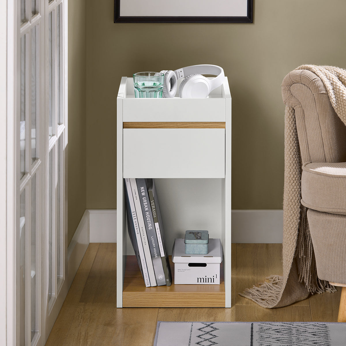 SoBuy FBT137-W, Bedside Table Nightstand Sofa Side Table End Table Telephone Table, White