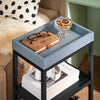SoBuy FBT145-GR, Sofa Side Table Living Room End Table with Mobile Trolley, Green and Grey