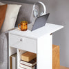 SoBuy FBT148-W, Mobile Coffee Table with Tablet Rail C-shaped Side Table with Shelves, White