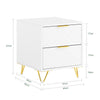 SoBuy FBT160-W, Bedside Table Nightstand Sofa Side Table End Table with 2 Drawers, White