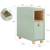 SoBuy FBT161-GR, Slim Side Table - Narrow Bedside Cabinet with Drawer & Shelf for Small Spaces, Living Room, W24 x D60 x H60cm Green