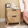 SoBuy FBT166-N, Bedside Table Bedside Cabinet Nightstand with 2 Drawers, Side Table for Bedroom Living Room Natural W40 x D42 x H47cm