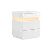 SoBuy FBT167-E-W, Bedside Table with 3 Drawers, 2 Acrylic Side Panels & LED Light, 3 Adjustable Light Colours, Modern Bedside Cabinet Side Table for Bedroom & Living Room, W41 × D40 × H52 cm, White