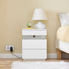 SoBuy FBT167-E-W, Bedside Table with 3 Drawers, 2 Acrylic Side Panels & LED Light, 3 Adjustable Light Colours, Modern Bedside Cabinet Side Table for Bedroom & Living Room, W41 × D40 × H52 cm, White