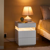 SoBuy FBT167-E-W, Bedside Table with 3 Drawers, 2 Acrylic Side Panels & LED Light, 3 Adjustable Light Colours, Modern Bedside Cabinet Side Table for Bedroom & Living Room, W41 × D40 × H52 cm, White
