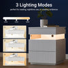 SoBuy FBT167-E-W, Bedside Table with 3 Drawers, 2 Acrylic Side Panels & LED Light, 3 Adjustable Light Colours, Modern Bedside Cabinet Side Table for Bedroom & Living Room, W41 × D40 × H52 cm, White