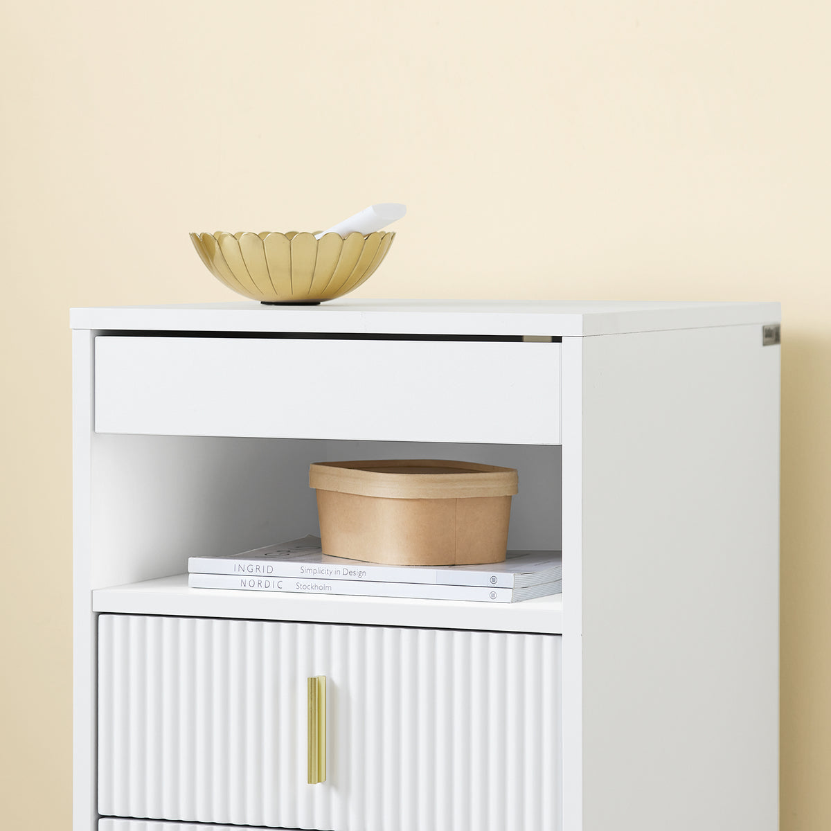 SoBuy FBT168-W, Bedside Table, Bedside Cabinet, Nightstand with 3 Drawers and Shelf, Side Table for Bedroom Living Room, White W40 x D40 x H63cm