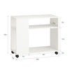 SoBuy FBT34-W, Side Table End Table with Storage Shelves, 2 Tiers Bookcase on Wheels, White