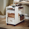 SoBuy FBT34-W, Side Table End Table with Storage Shelves, 2 Tiers Bookcase on Wheels, White