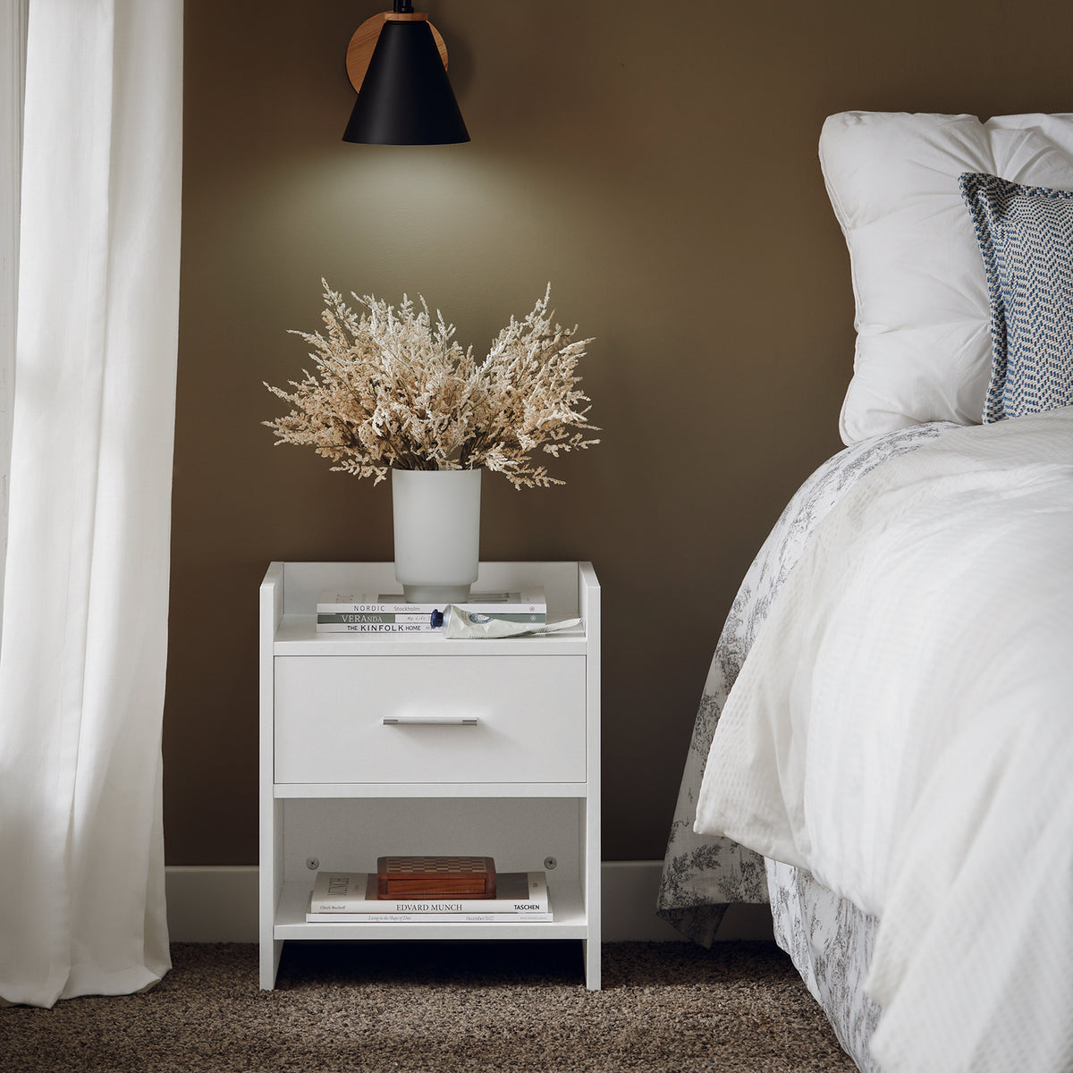 SoBuy FBT66-W, Side Table End Table Bedside Table Night Table Stand with Drawer, White