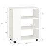 SoBuy FBT68-W, 3 Tiers Bookcase Storage Shelf on Wheels, Desk Side Printer Shelf, White