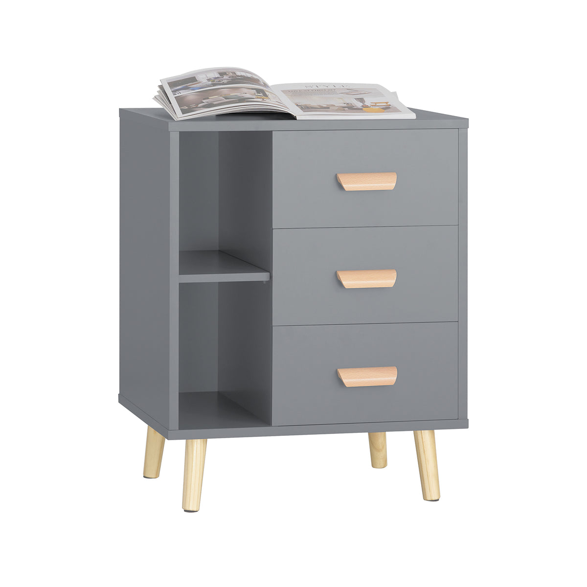 SoBuy FBT95-HG, Bedside Table End Table Sofa Table Nightstand Lamp Table, Grey