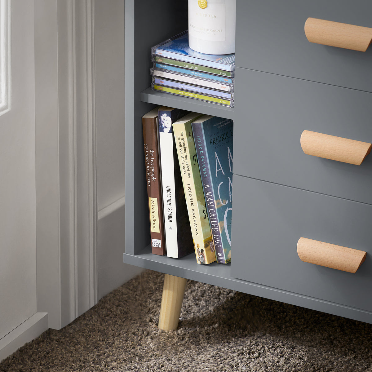 SoBuy FBT95-HG, Bedside Table End Table Sofa Table Nightstand Lamp Table, Grey