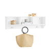 SoBuy FHK35-W, Wall Coat Rack Wall Shelf Wall Mounted Storage Unit with 3 Compartments and 3 Hooks, White