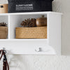 SoBuy FHK35-W, Wall Coat Rack Wall Shelf Wall Mounted Storage Unit with 3 Compartments and 3 Hooks, White