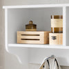 SoBuy FHK35-W, Wall Coat Rack Wall Shelf Wall Mounted Storage Unit with 3 Compartments and 3 Hooks, White