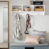 SoBuy FHK35-W, Wall Coat Rack Wall Shelf Wall Mounted Storage Unit with 3 Compartments and 3 Hooks, White