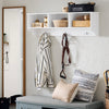 SoBuy FHK35-W, Wall Coat Rack Wall Shelf Wall Mounted Storage Unit with 3 Compartments and 3 Hooks, White