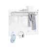 SoBuy FHK36-W, Wall Coat Rack Wall Shelf Wall Panel Wardrobe Panel with 4 Hooks High Gloss White, White