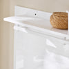 SoBuy FHK36-W, Wall Coat Rack Wall Shelf Wall Panel Wardrobe Panel with 4 Hooks High Gloss White, White