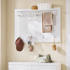 SoBuy FHK36-W, Wall Coat Rack Wall Shelf Wall Panel Wardrobe Panel with 4 Hooks High Gloss White, White