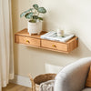 SoBuy FHK37-N, Floating Shelf with 2 Drawers, Wall Shelf for Bedroom, Entryway & Living Room, Solid Beech Wood, W60 x D20 x H10cm, Natural