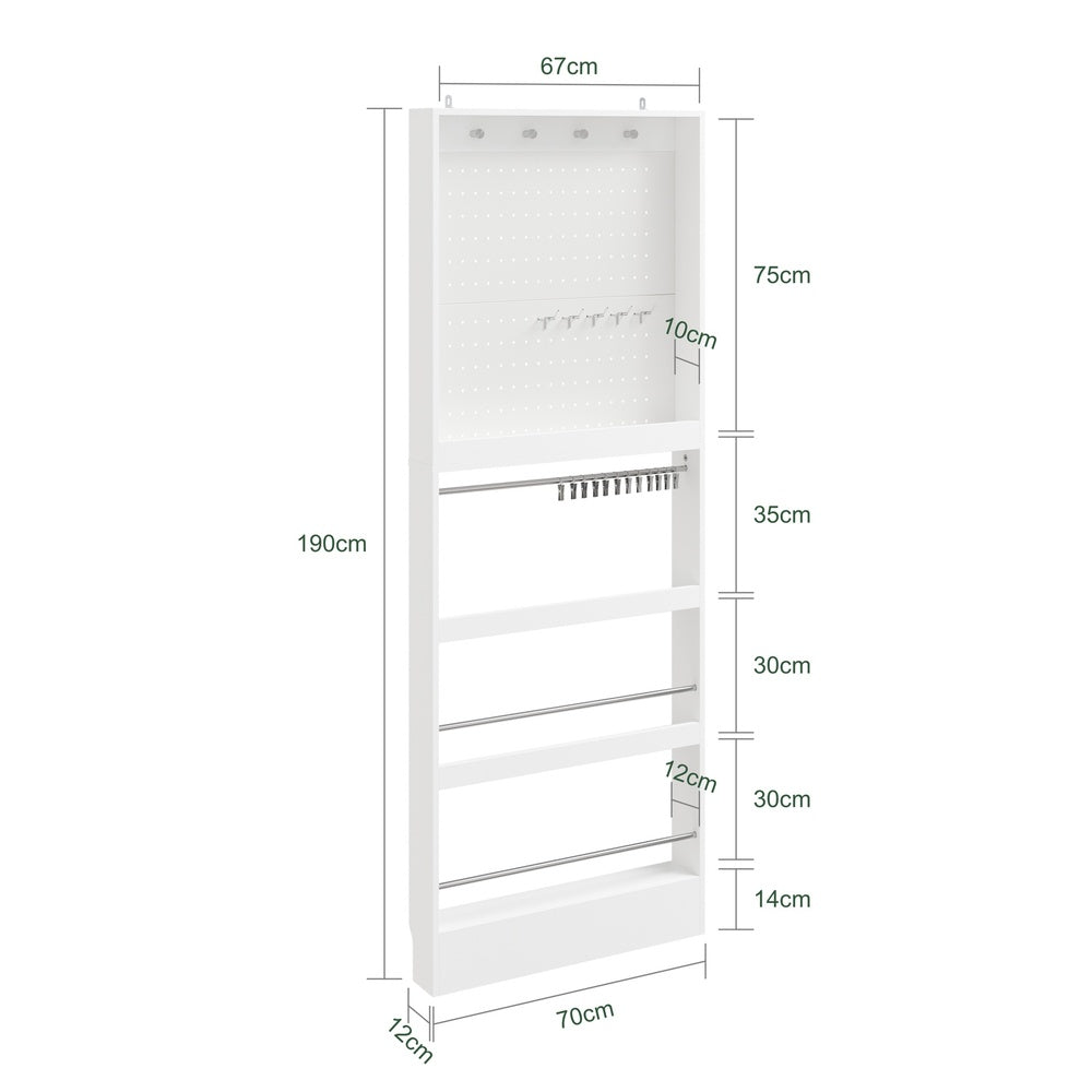 SoBuy FHK39-W, Slim Hall Tree with Coat Rack & Shoe Storage, 3-in-1, White, 70x12x190cm - view 3