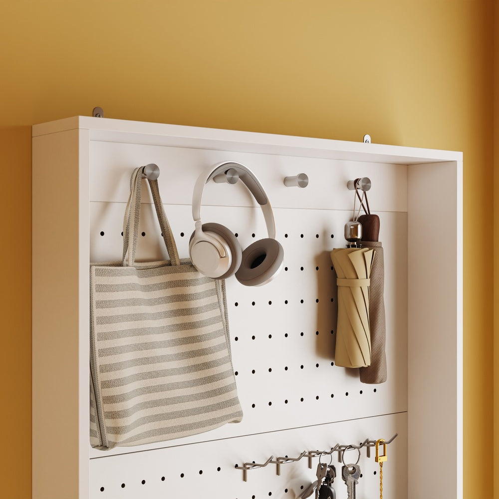 SoBuy FHK39-W, Slim Hall Tree with Coat Rack & Shoe Storage, 3-in-1, White, 70x12x190cm - view 5