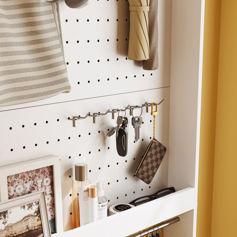 SoBuy FHK39-W, Slim Hall Tree with Coat Rack & Shoe Storage, 3-in-1, White, 70x12x190cm - view 6