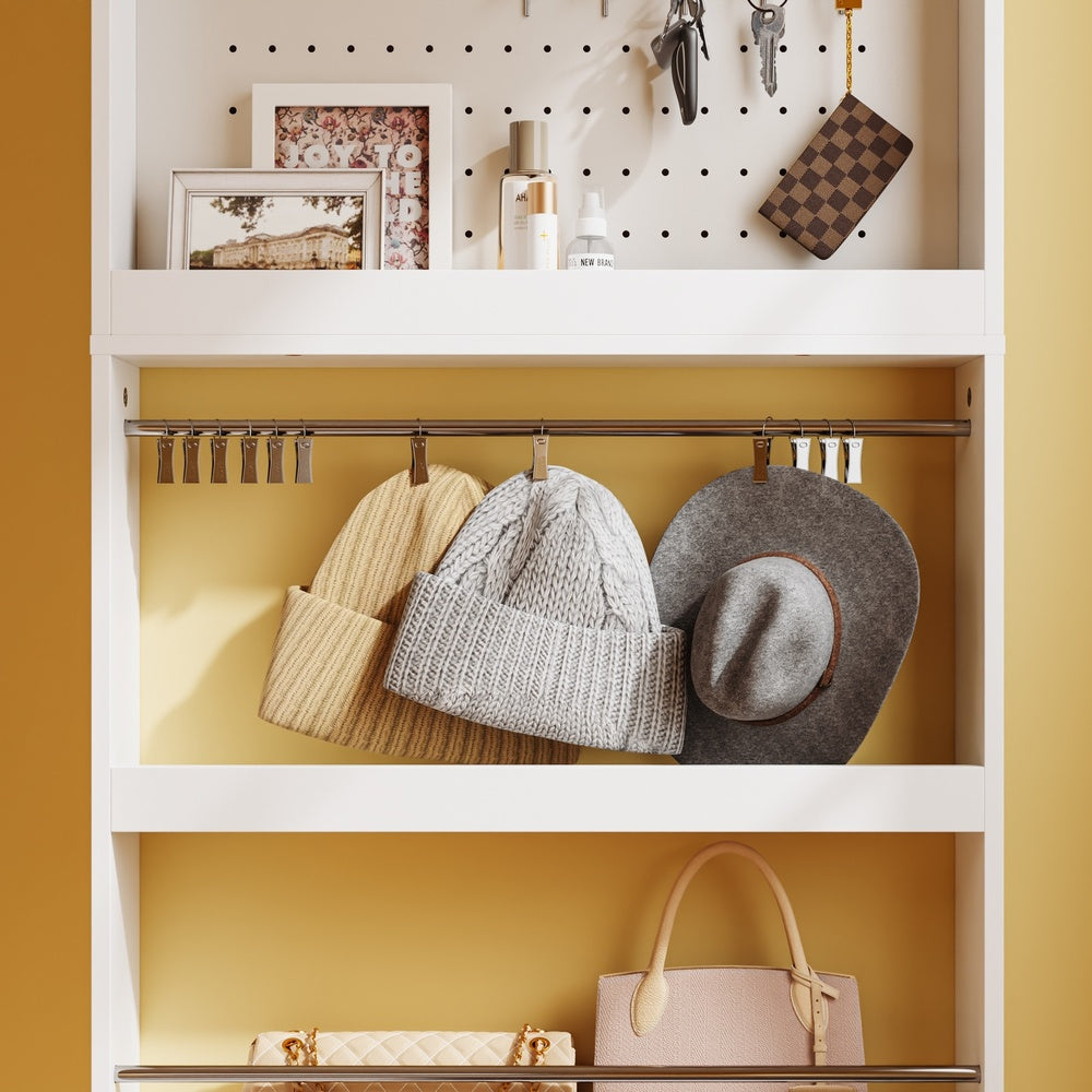 SoBuy FHK39-W, Slim Hall Tree with Coat Rack & Shoe Storage, 3-in-1, White, 70x12x190cm - view 10