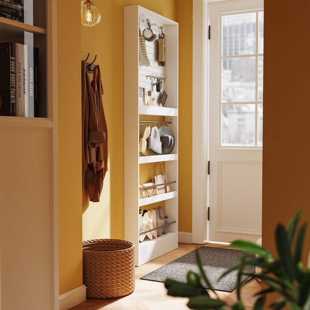 SoBuy FHK39-W, Slim Hall Tree with Coat Rack & Shoe Storage, 3-in-1, White, 70x12x190cm - view 2