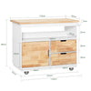 SoBuy FKW107-II-WN, Kitchen Cabinet Cupboard Kitchen Island Kitchen Storage Trolley, White
