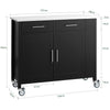 SoBuy FKW108-SCH, Kitchen Storage Trolley Cart with Stainless Steel Worktop, Kitchen Island Kitchen Cabinet Cupboard Sideboard on Wheels, Black-clearance