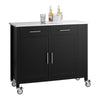 SoBuy FKW108-SCH, Kitchen Storage Trolley Cart with Stainless Steel Worktop, Kitchen Island Kitchen Cabinet Cupboard Sideboard on Wheels, Black-clearance