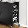 SoBuy FKW108-SCH, Kitchen Storage Trolley Cart with Stainless Steel Worktop, Kitchen Island Kitchen Cabinet Cupboard Sideboard on Wheels, Black-clearance