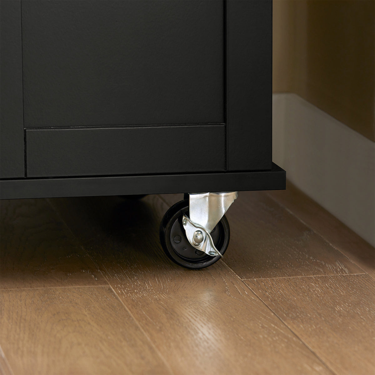SoBuy FKW110-SCH, Kitchen Cabinet Kitchen Storage Trolley Cart with Stainless Steel Worktop, Black