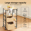 SoBuy FKW111-N, Kitchen Cart with Drawers and Shelves Compact Trolley Island Unit with Wheels, Storage Cabinet, Tea Trolley, Vegetable Stand, Small Sideboard Natural Wood Color 89x53x37cm